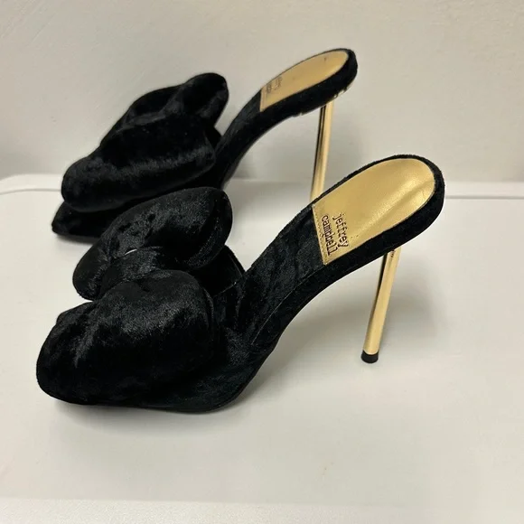 Jeffrey Campbell Bow Down Black Velvet Mules , Very Stylish and Beautiful - Picture 8 of 9